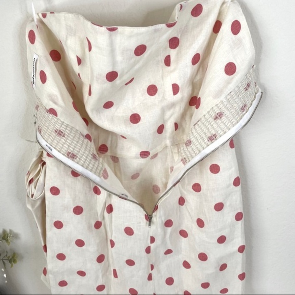 Reformation Turnip Strapless Wrap Polka Dot Mini Dress in Andie - Size 6 - Picture 4 of 6